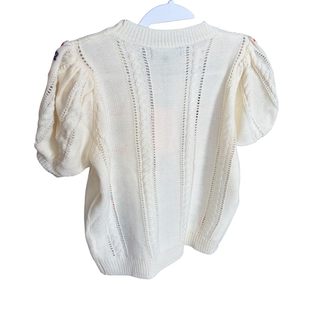 Strut & Bolt Cream Floral Short Sleeve Sweater Size S - Picture 7 of 8